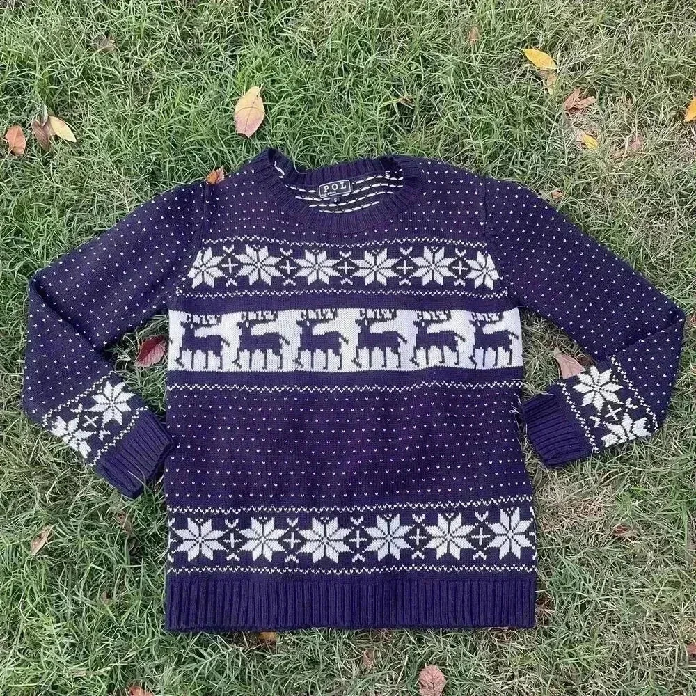 POL Christmas Sweater Women Small Fair Isle Nordic Ski Lodge Holidays Reindeer